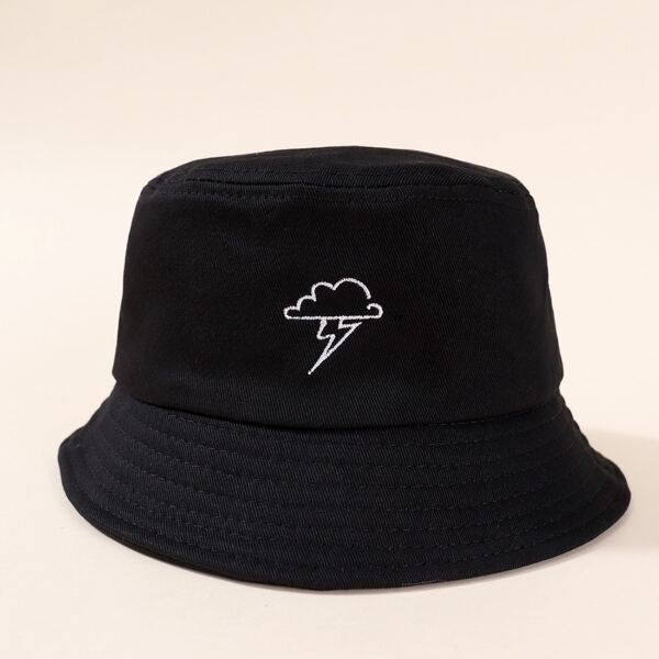 

Toddler Kids Cloud Embroidery Bucket Hat, Black