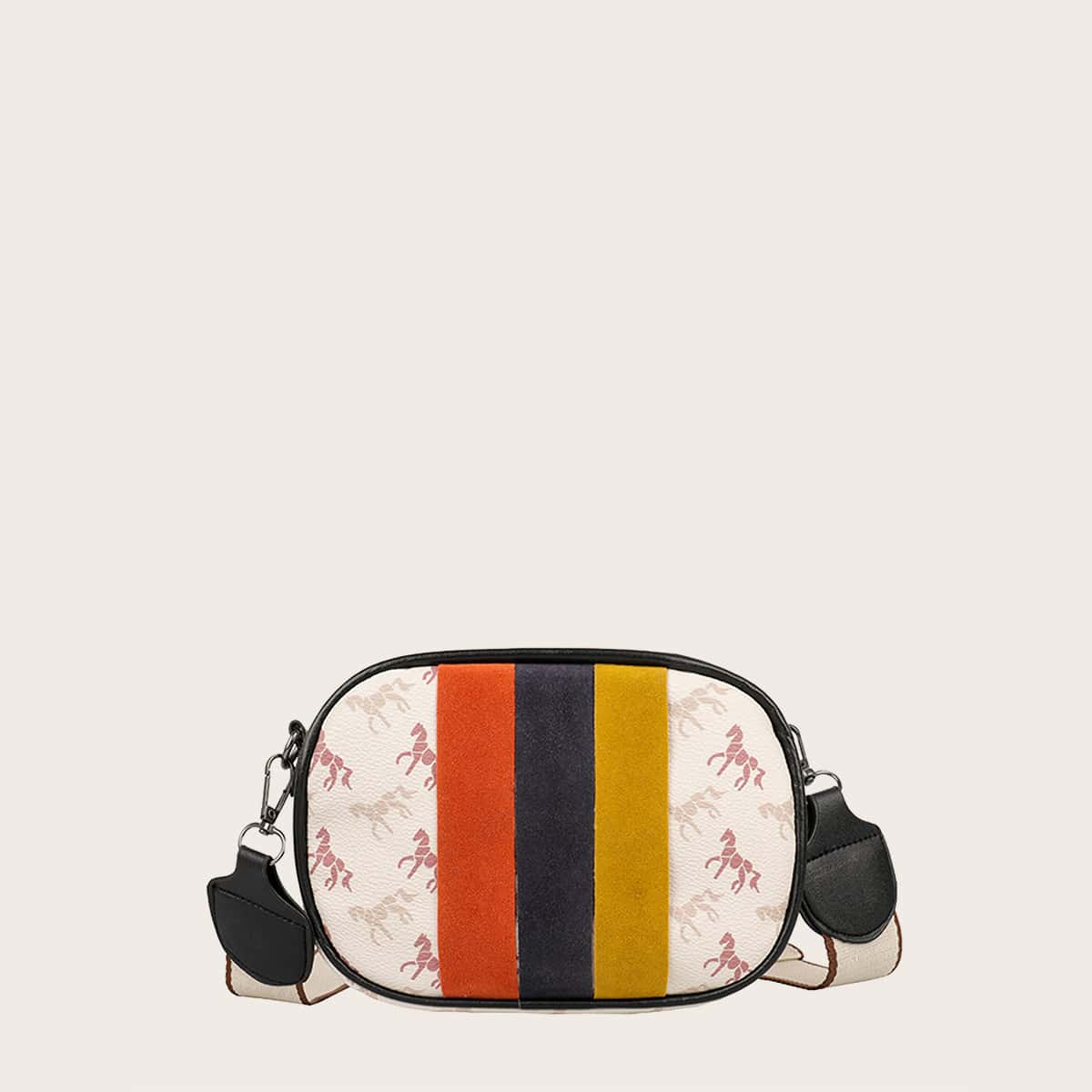

Horse Print Color Block Crossbody Bag, Multicolor