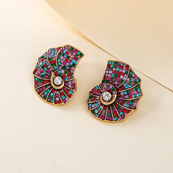

Rhinestone Decor Stud Earrings, Multicolor