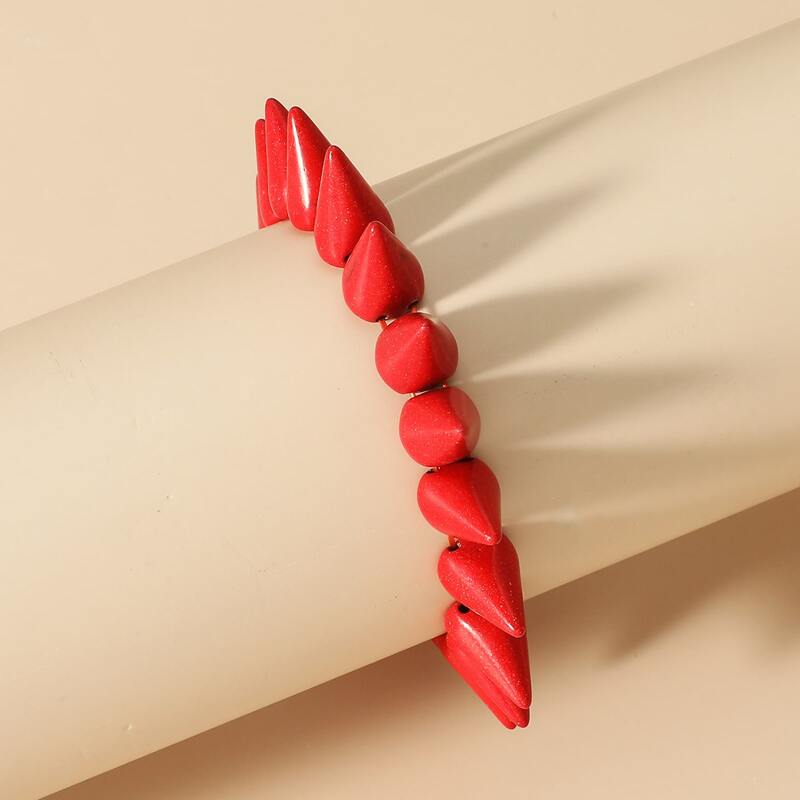 

1pc Conical Beaded Bracelet, Red