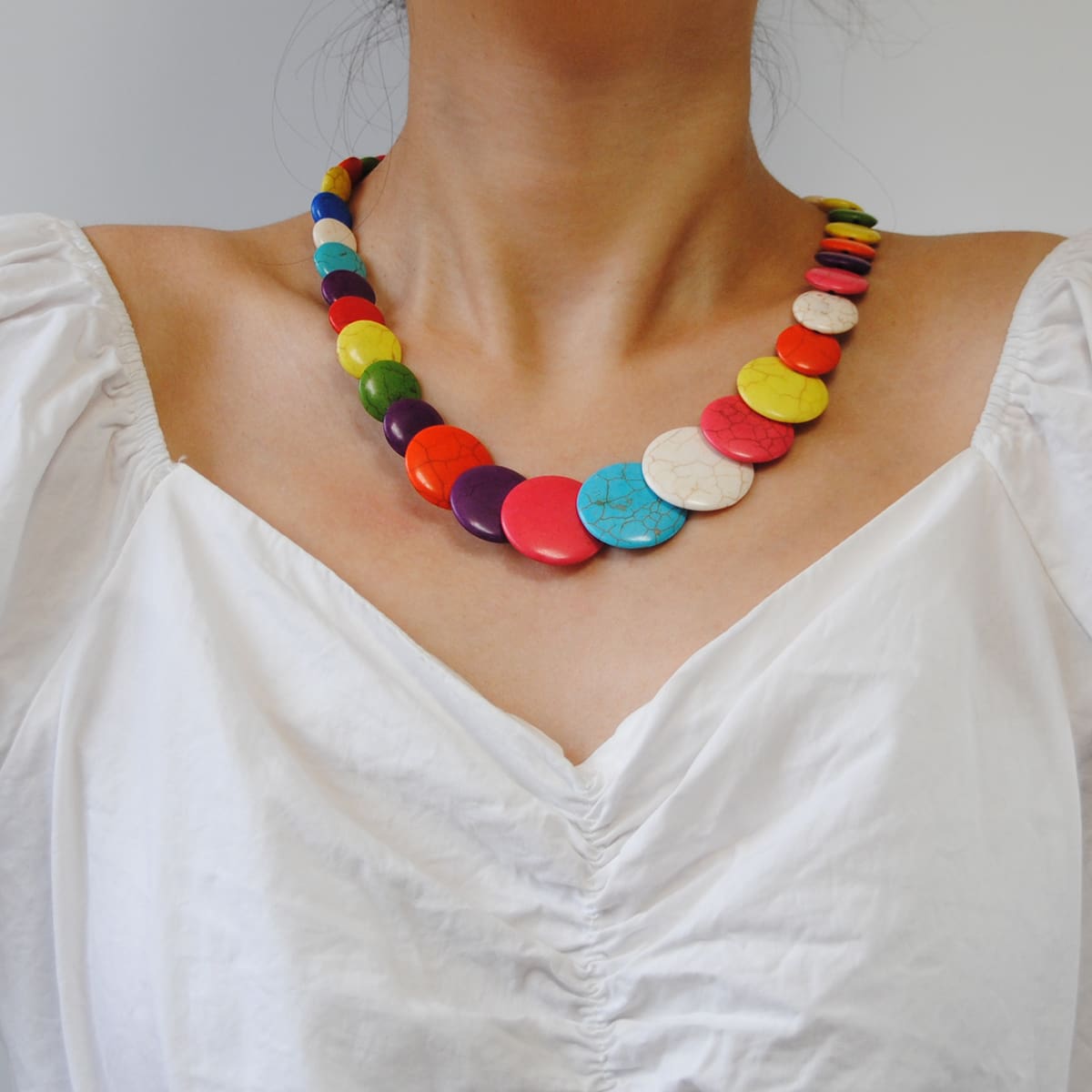 

1pc Colorblock Necklace, Multicolor
