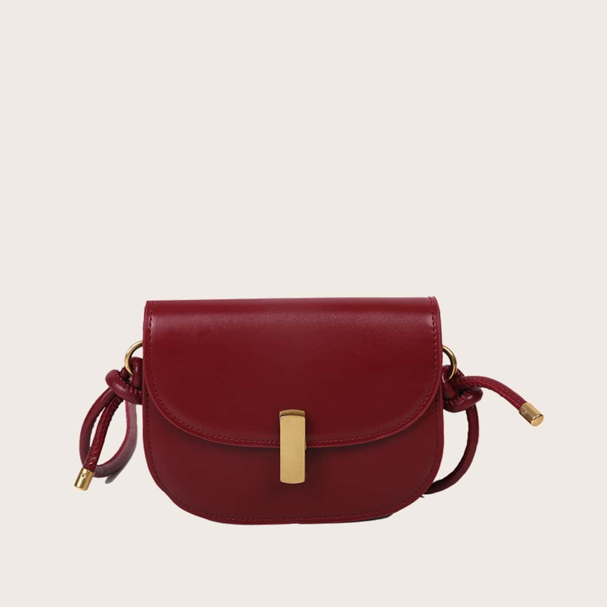 

Solid Flap Crossbody Bag, Burgundy