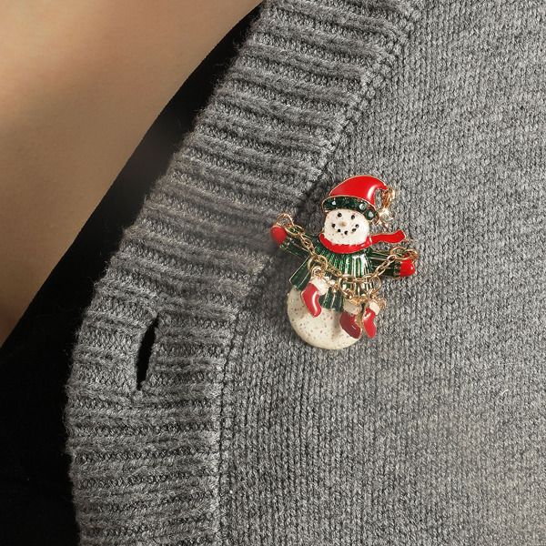 

Christmas Snowman Design Brooch, Multicolor