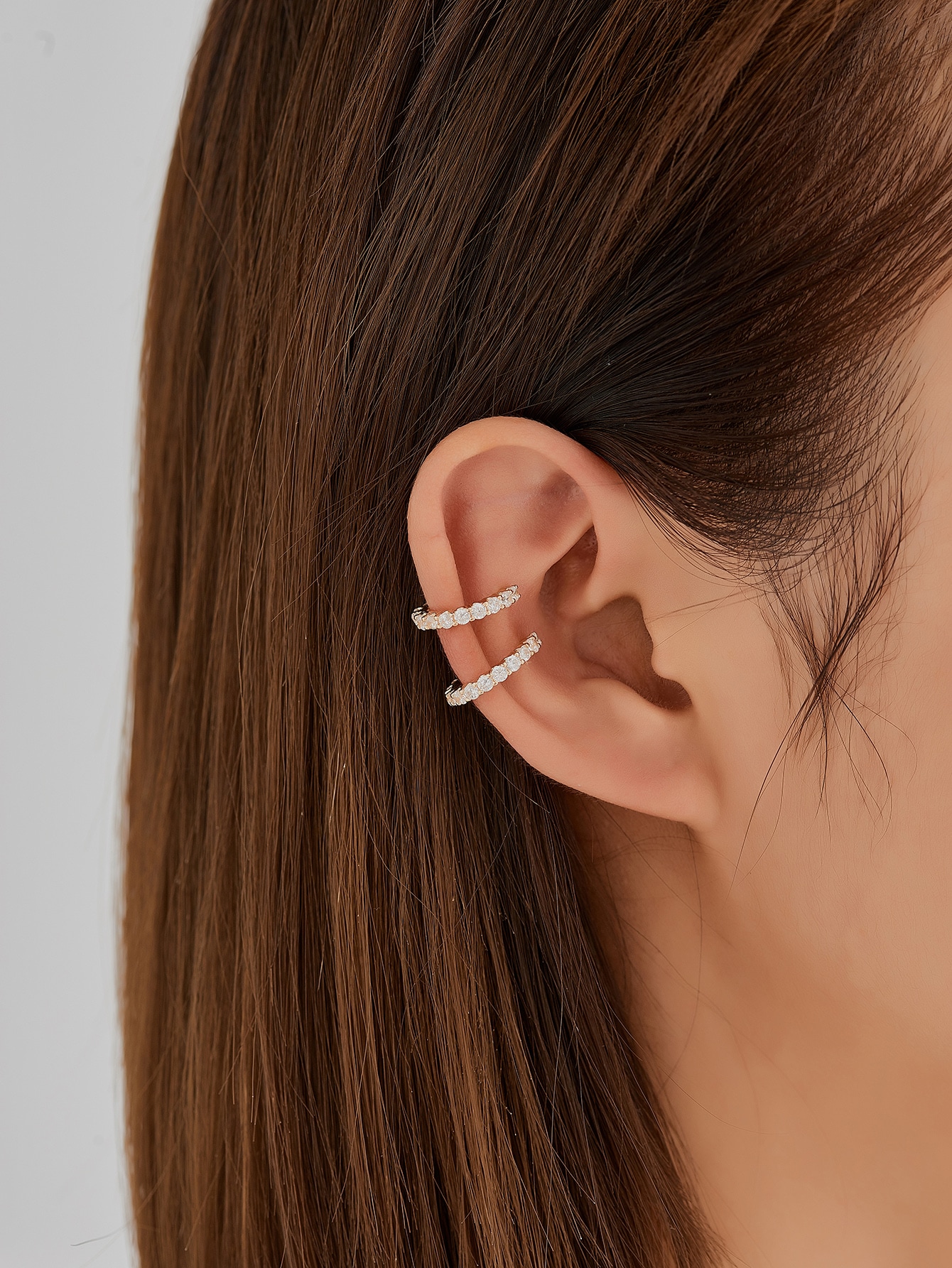 Orecchini A Perno Unici A Forma Di Nota Musicale Con Zirconi - Gioielli A Clip Per Donne E Ragazze, Colore Oro, Leggeri 3.6g