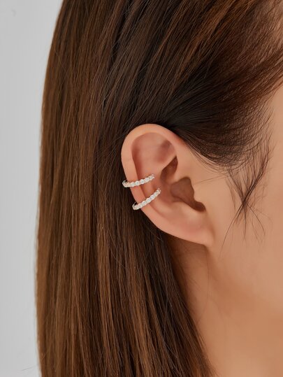 2pcs Rhinestone Decor Ear Cuff