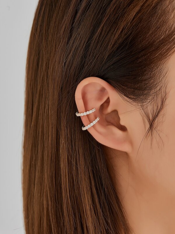 2pcs Rhinestone Decor Ear Cuff