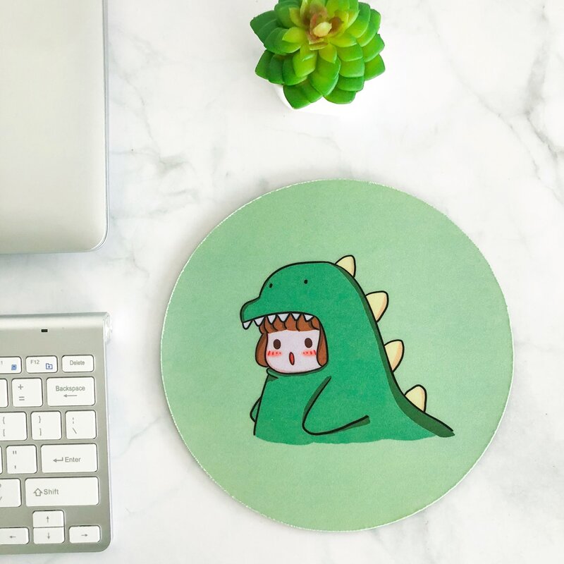 

Dinosaur Pattern Round Mouse Pad, Green