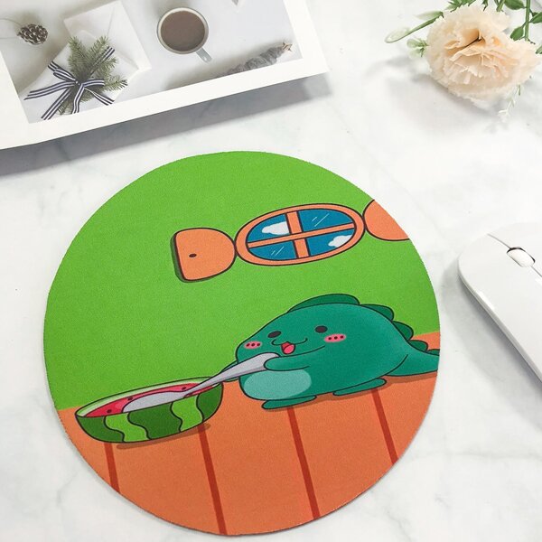 

Dinosaur & Watermelon Round Mouse Pad, Multicolor