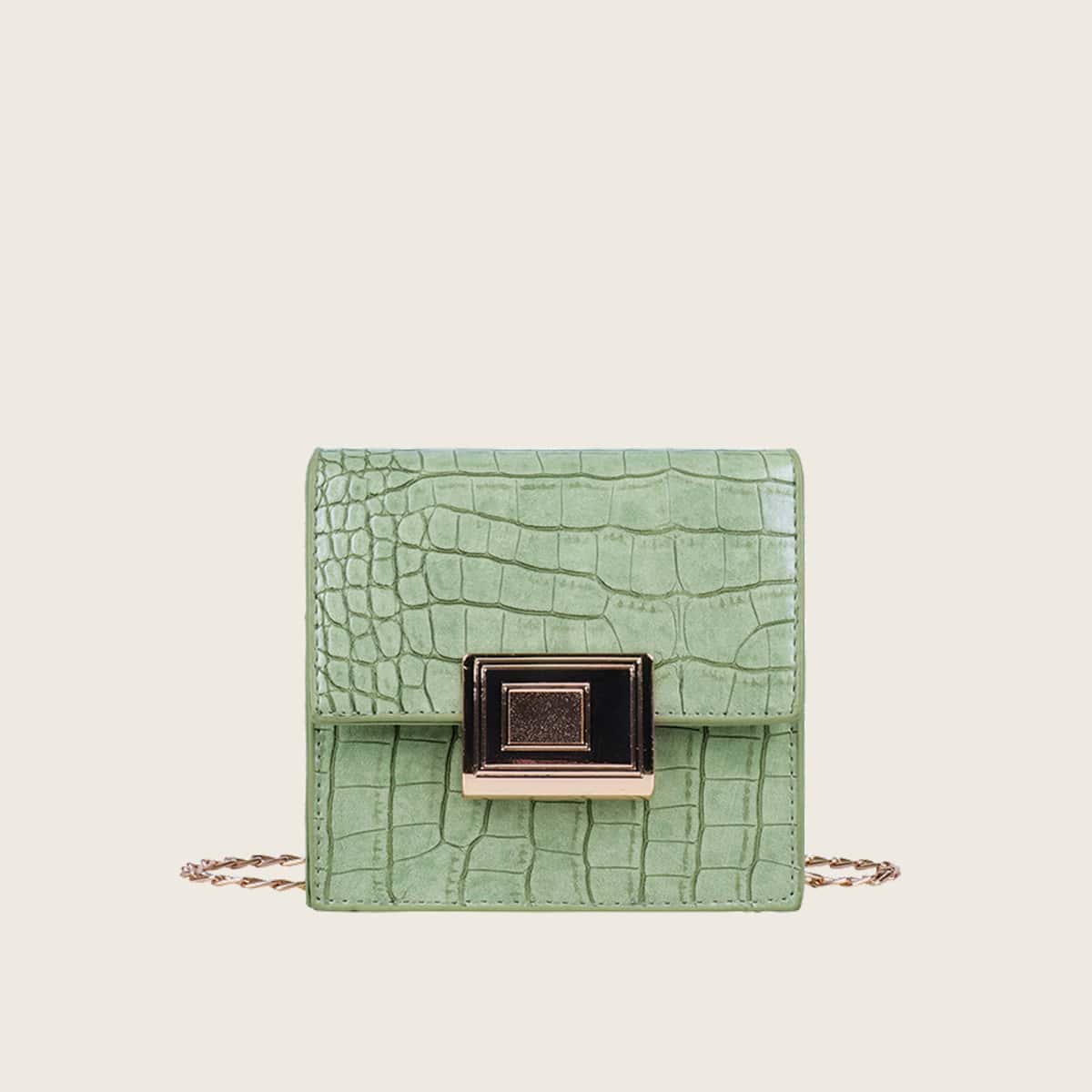 

Croc Embossed Mini Crossbody Bag, Pastel mint green