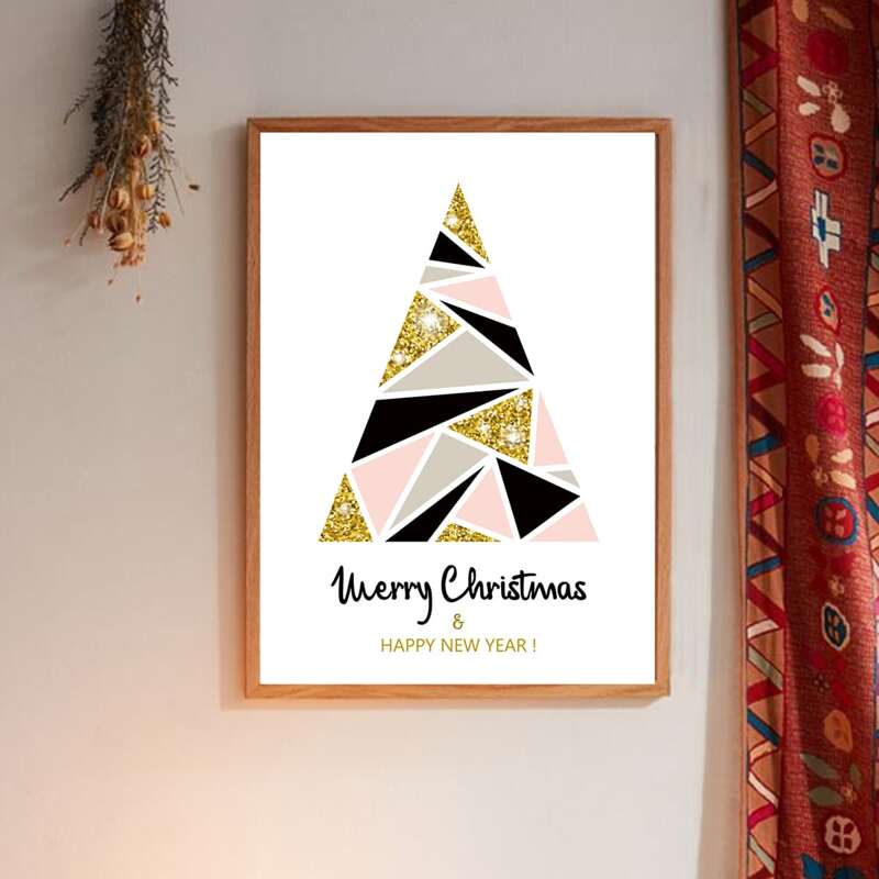

Christmas Slogan Graphic Wall Painting Without Frame, White
