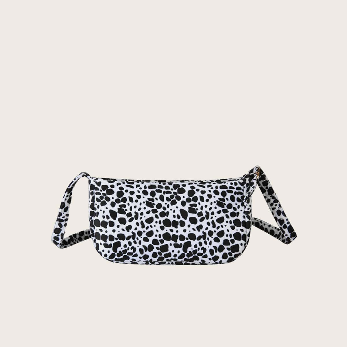 

Dalmatian Baguette Bag, Black and white