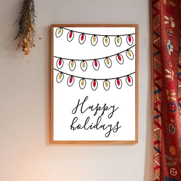 

Christmas Slogan Graphic Wall Painting Without Frame, White