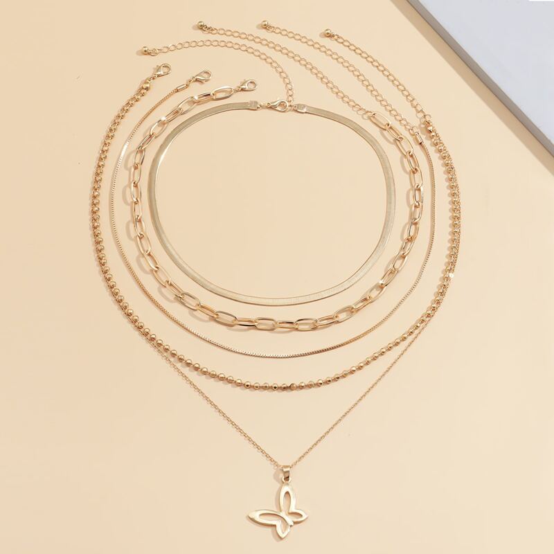 

4pcs Butterfly Charm Necklace, Gold