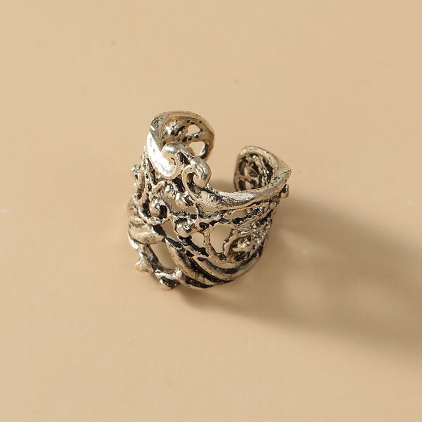 

1pc Hollow Out Ear Cuff, Antique silver