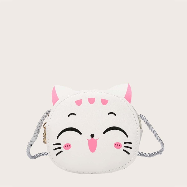 

Girls Cat Design Crossbody Bag, White