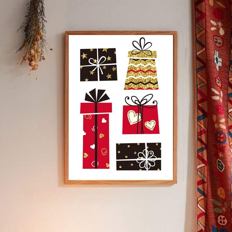 

Christmas Gift Print Wall Painting Without Frame, White
