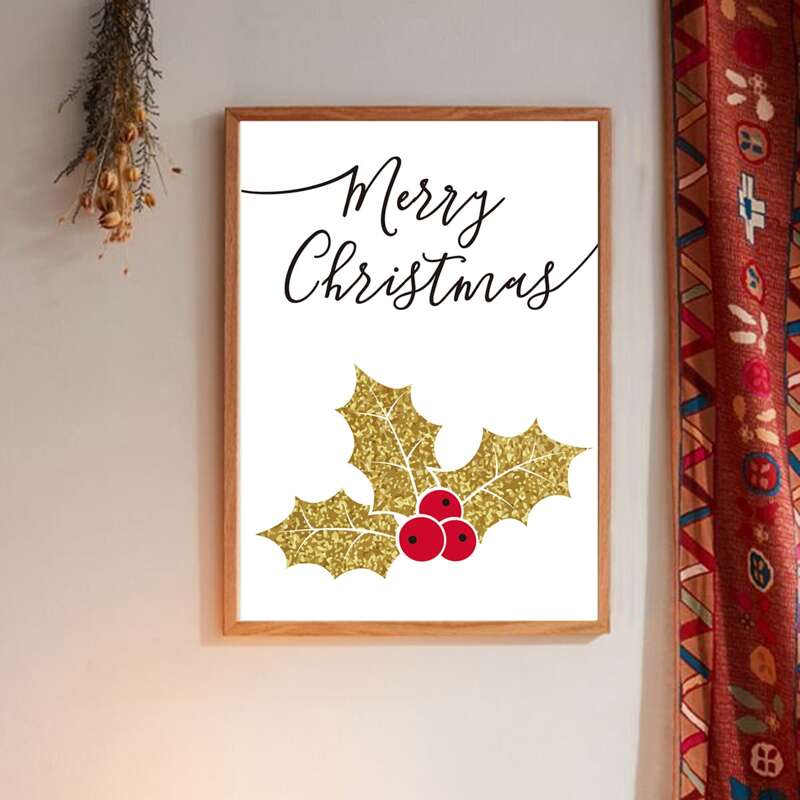 

Christmas Slogan Graphic Wall Painting Without Frame, White