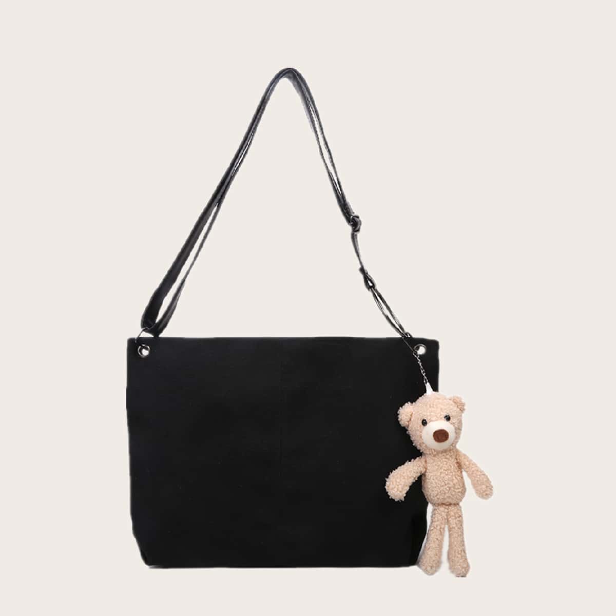 

Minimalist Crossbody Bag With Bag Charm, Black
