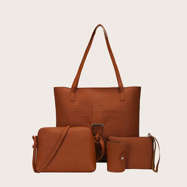 

4pcs Large Capacity Tote Bag Set, Brown