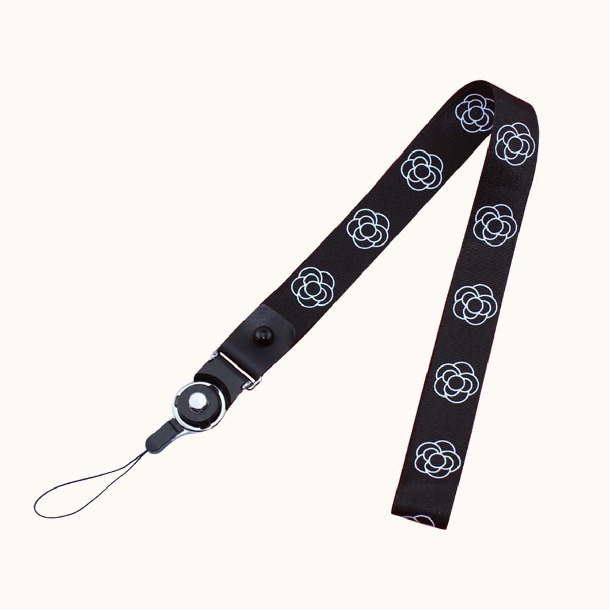 

Flower Print Lanyard, Black