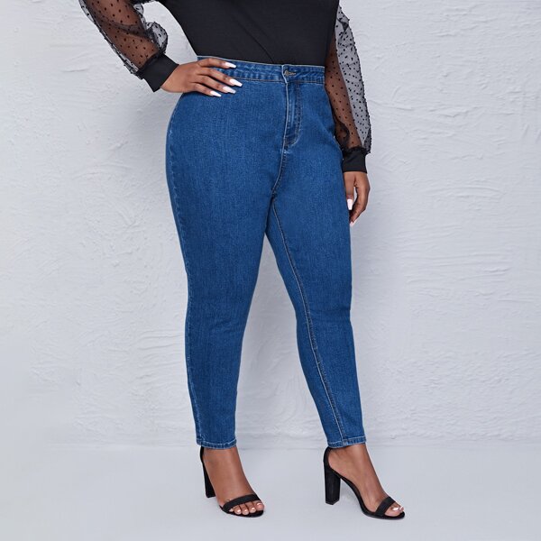 

Plus High Waist Skinny Jeans, Medium wash