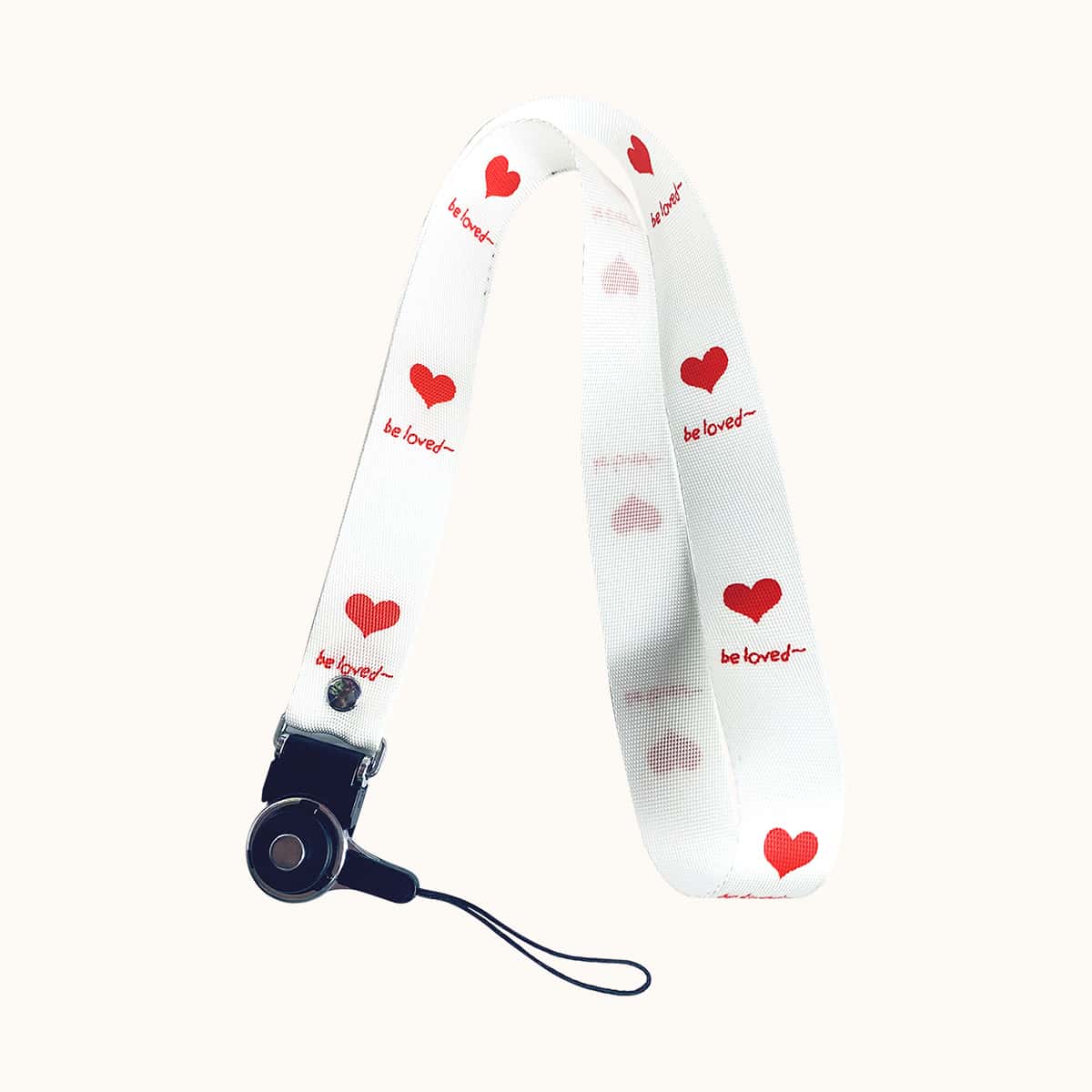 

Heart Print Lanyard, Red