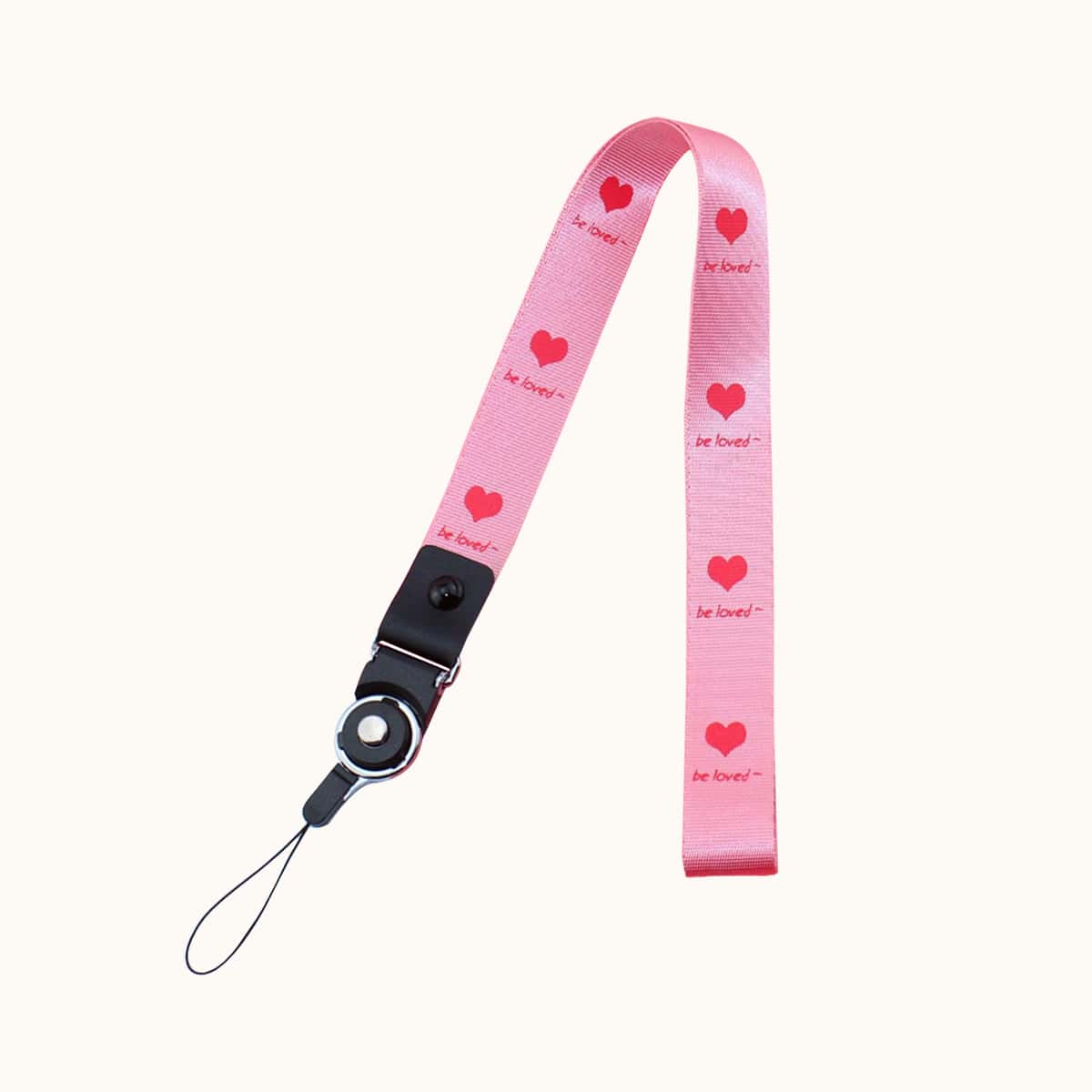 

Heart Print Lanyard, Pink