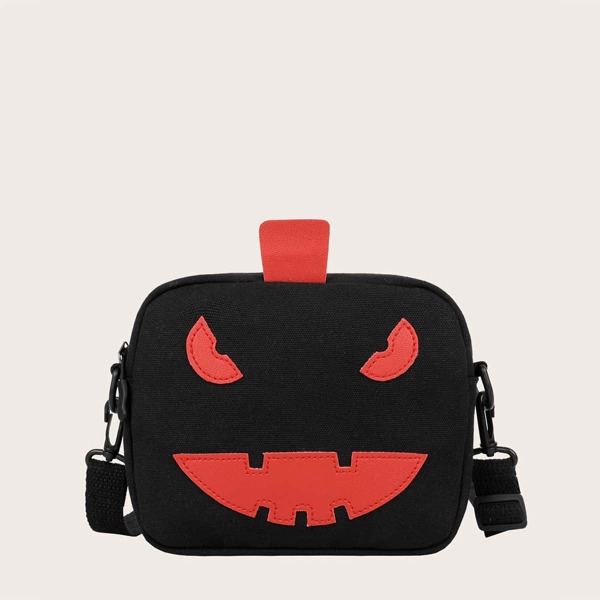 

Girls Halloween Pumpkin Decor Crossbody Bag, Black