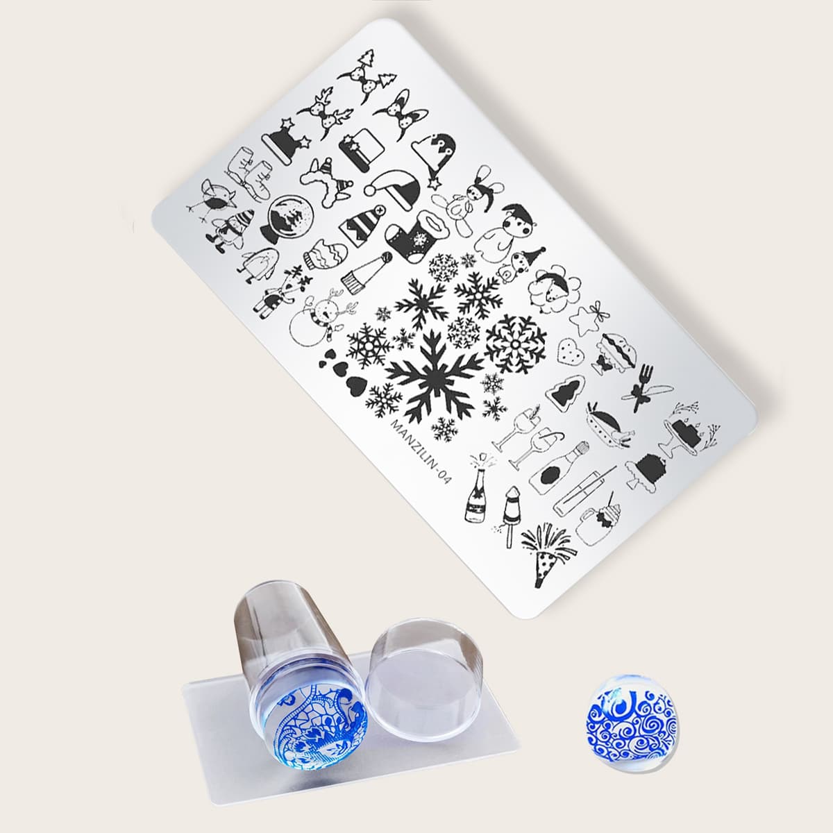 

3pcs Christmas Nail Art Stamping Plate Set, Multicolor