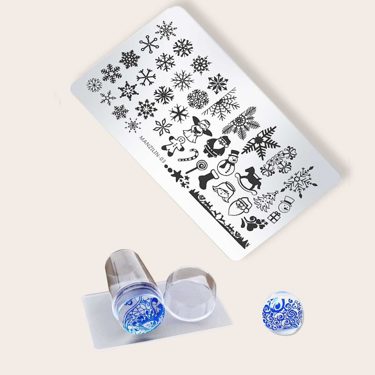 

3pcs Christmas Nail Art Stamping Plate Set, Multicolor