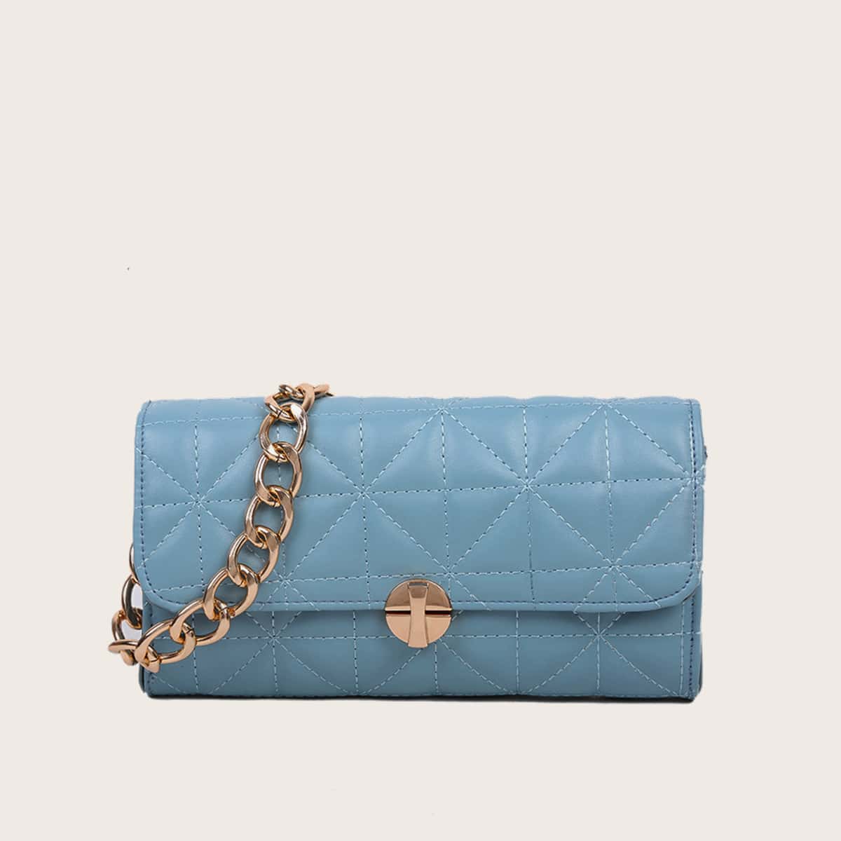 

Quilted Chain Shoulder Bag, Baby blue