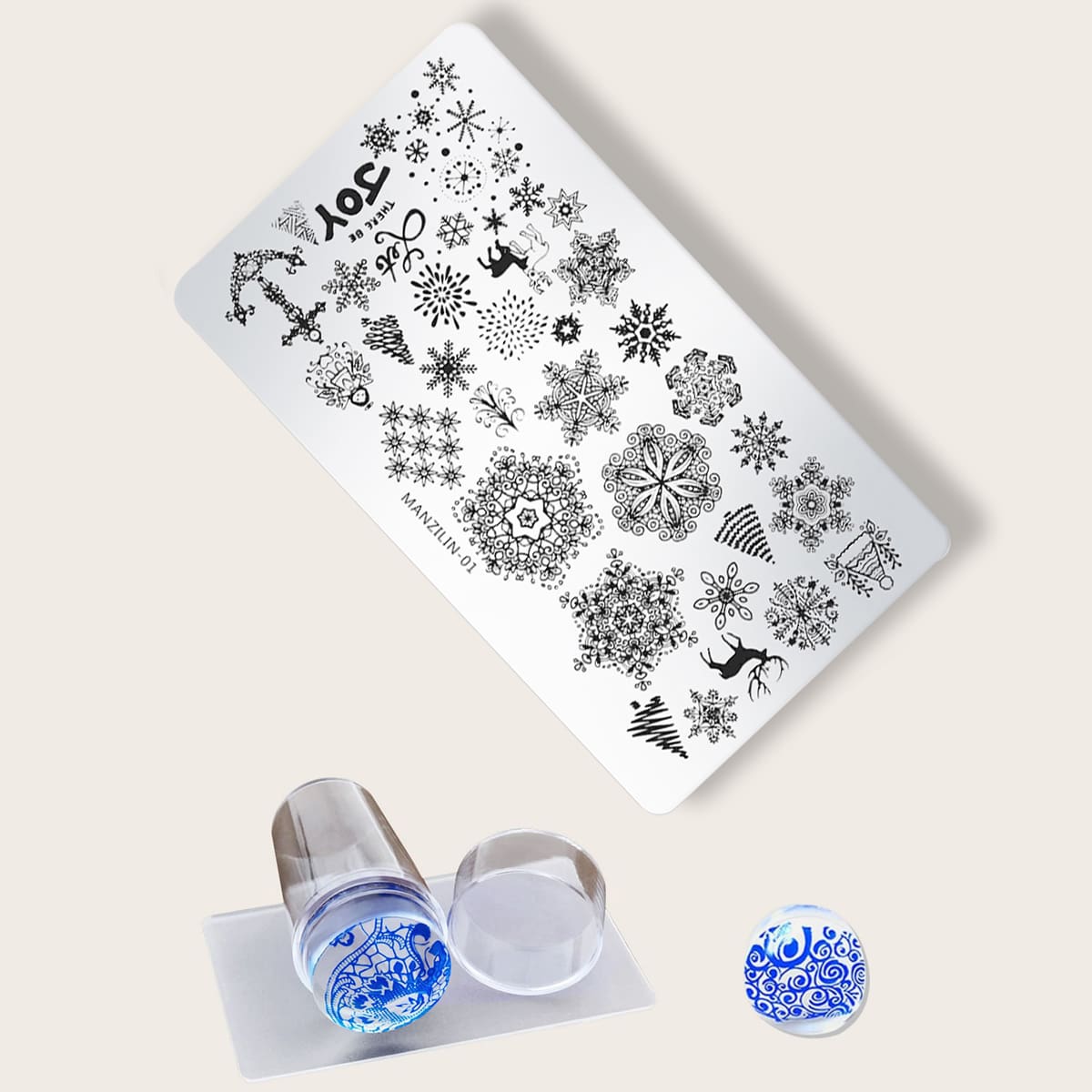 

3pcs Christmas Nail Art Stamping Plate Set, Multicolor