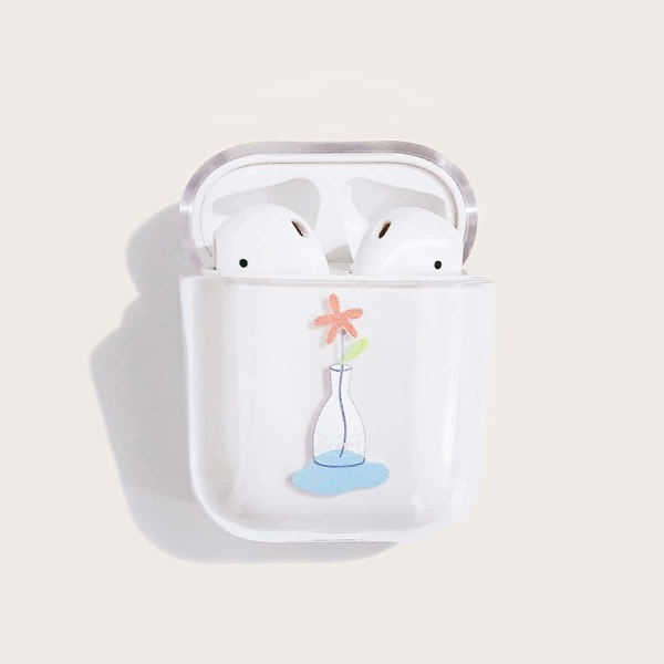 

Прозрачный чехол для Airpods с цветочным принтом