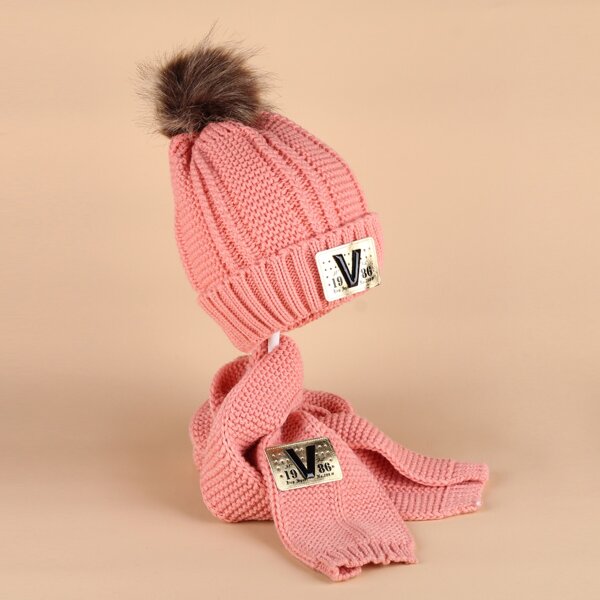 

1pc Toddler Kids Beanie & 1pc Scarf, Pink