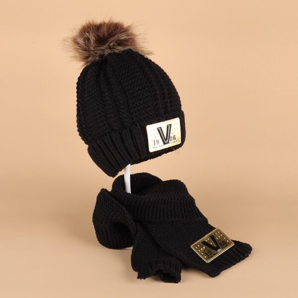 

1pc Toddler Kids Beanie & 1pc Scarf, Black