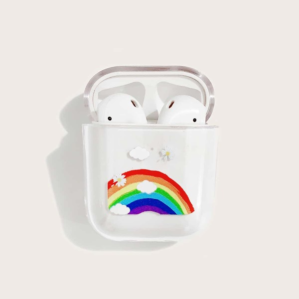 

Прозрачный чехол для Airpods с узором радуги