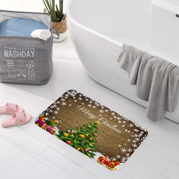 

Christmas Tree Print Floor Mat, Multicolor