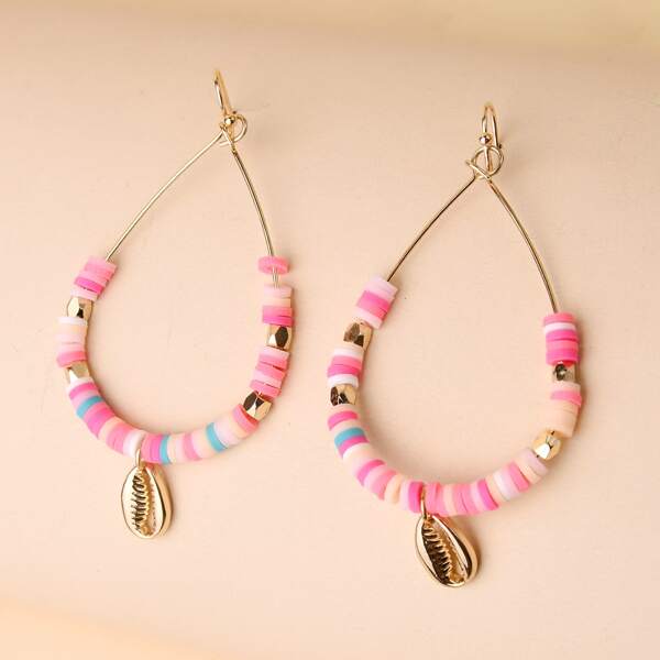 

Shell Charm Clay Beaded Drop Earrings, Multicolor