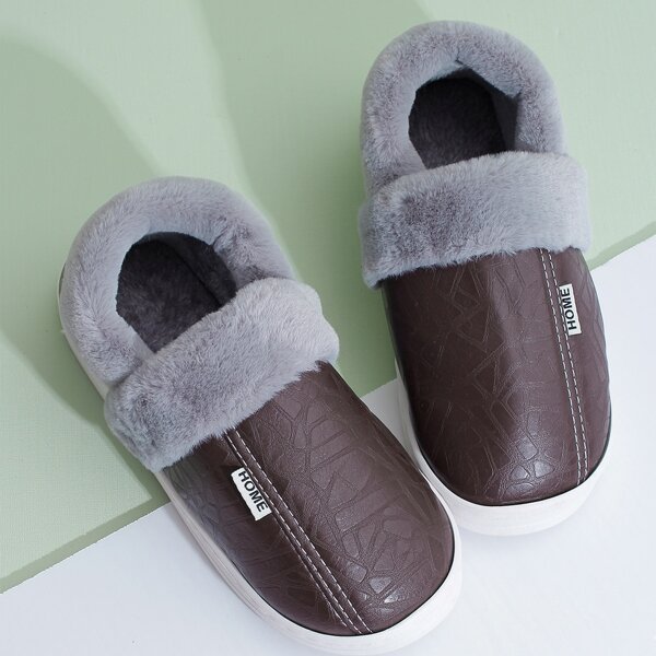 

Men Faux Fur Lined Slippers, Brown