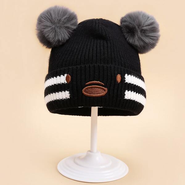 

Toddler Kids Cartoon Beanie, Black