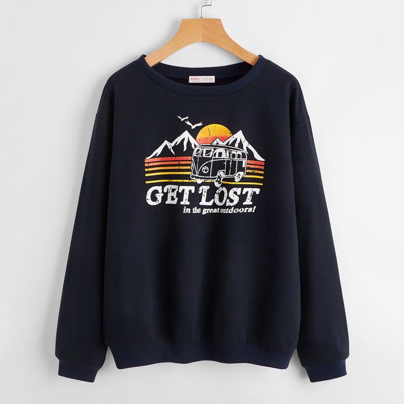 

Letter Graphic Sweatshirt, Navy blue