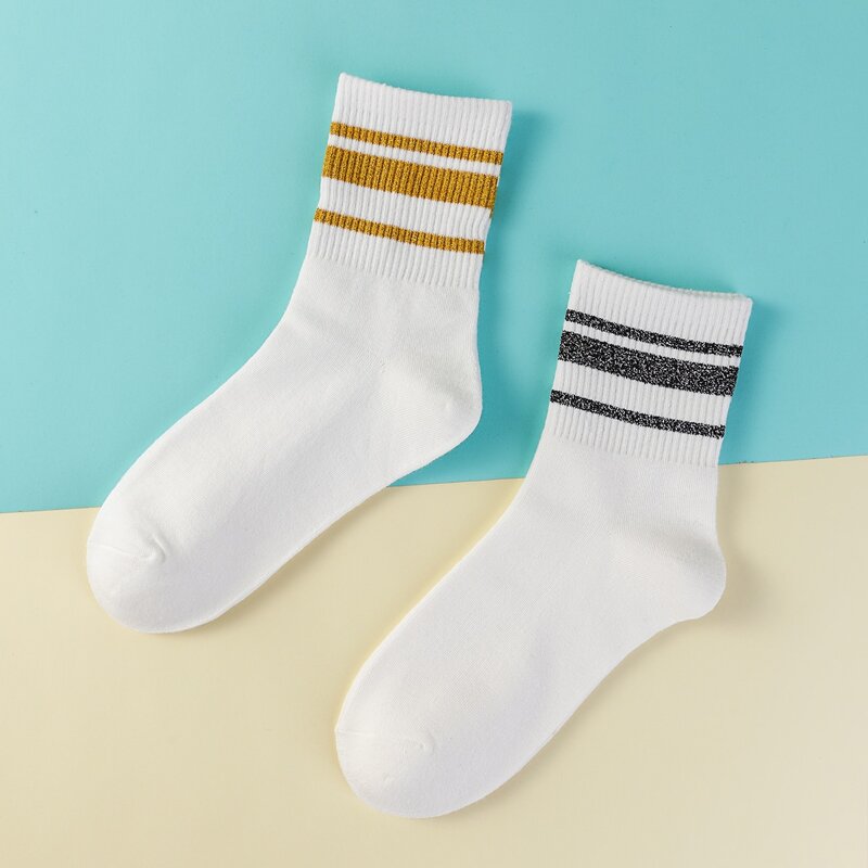 

2pairs Striped Pattern Socks, Multicolor