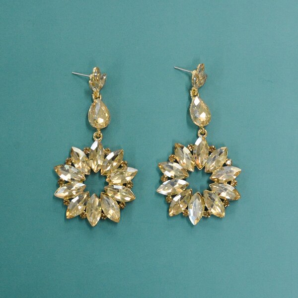 

Rhinestone Decor Drop Earrings, Gold