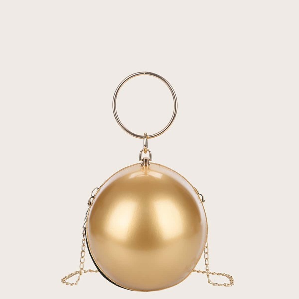

Metallic Ball Shaped Clutch Bag, Gold