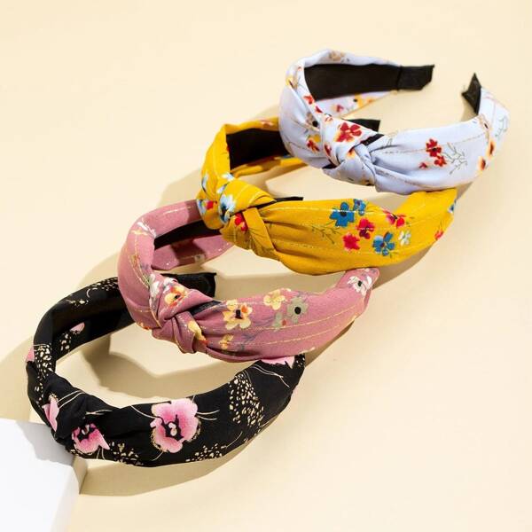 

4pcs Girls Flower Pattern Hair Hoop, Multicolor