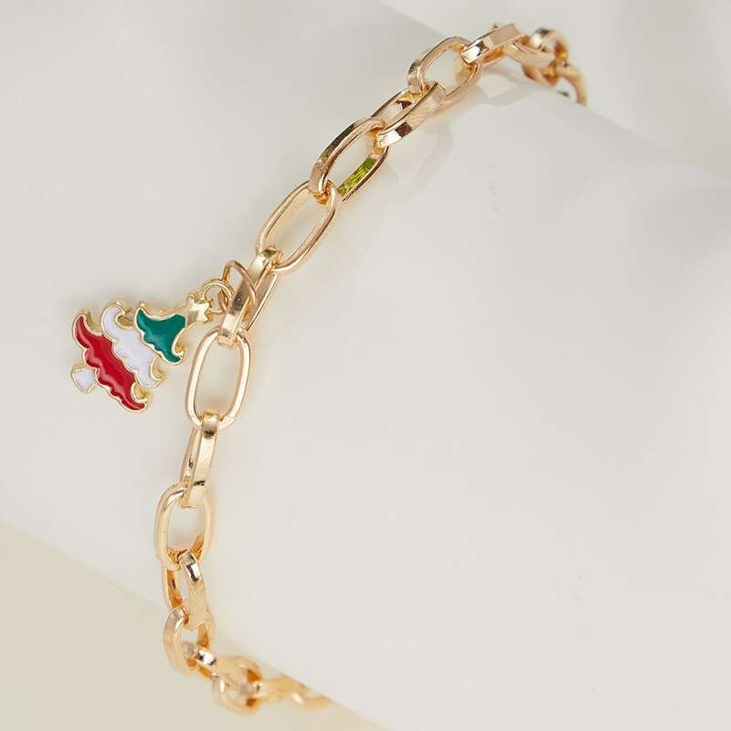 

Christmas Tree Charm Bracelet, Gold
