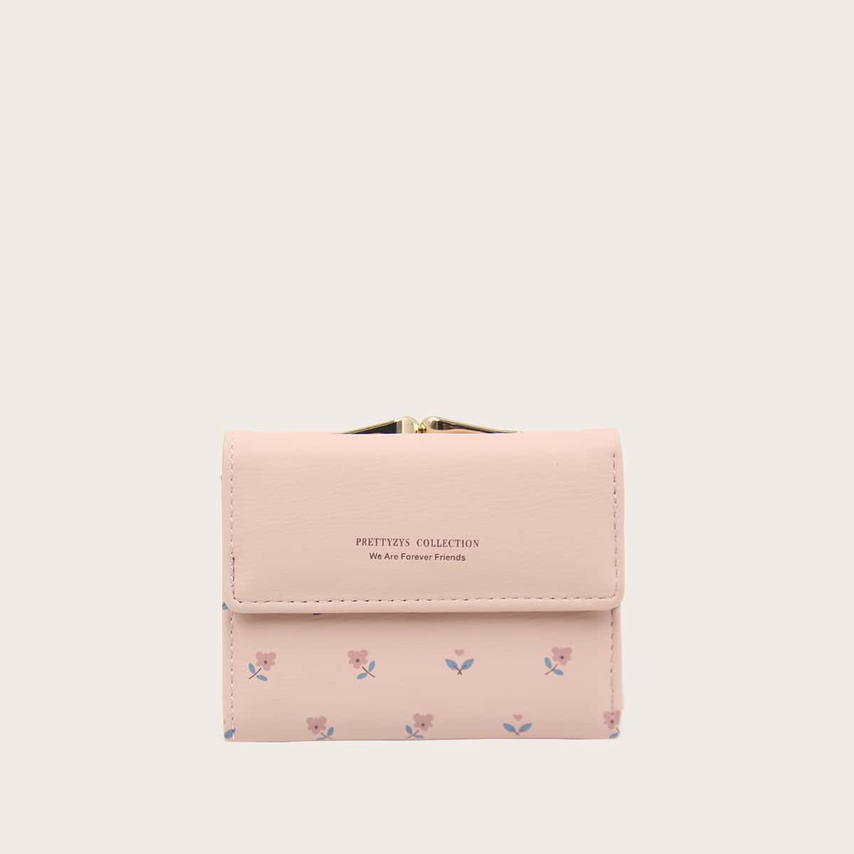 

Floral Pattern Kiss Lock Purse, Pink