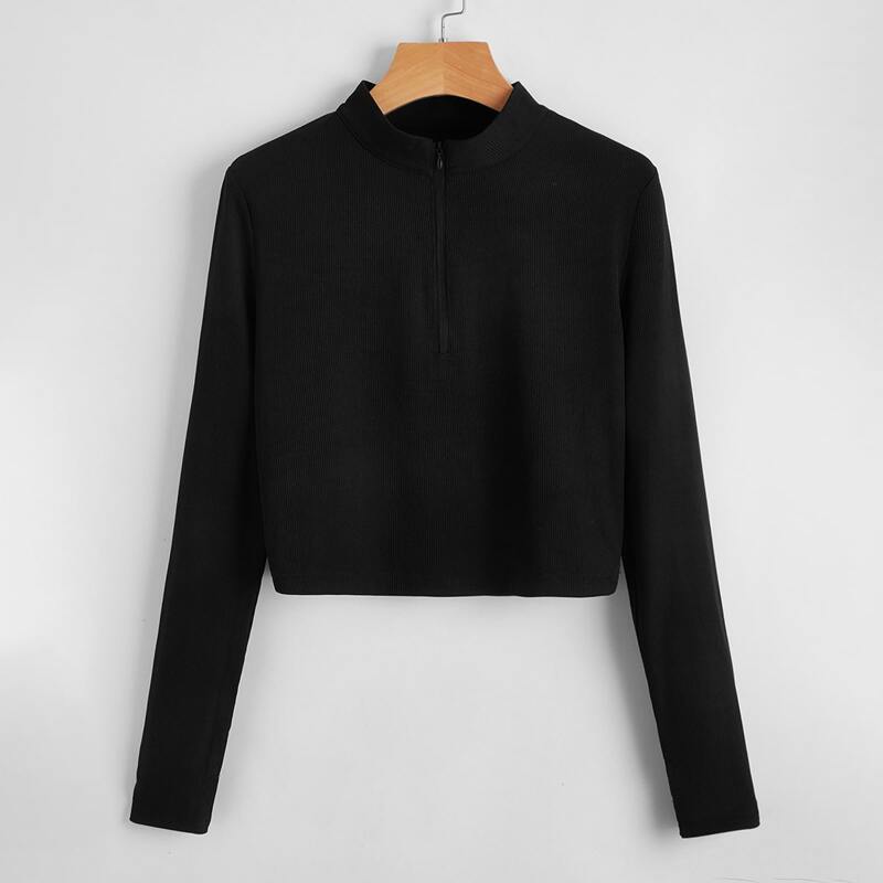 

Solid Half-zip Tee, Black