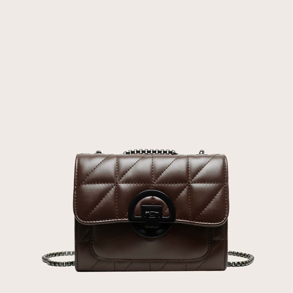 

Stitch Detail Flap Shoulder Bag, Coffee brown