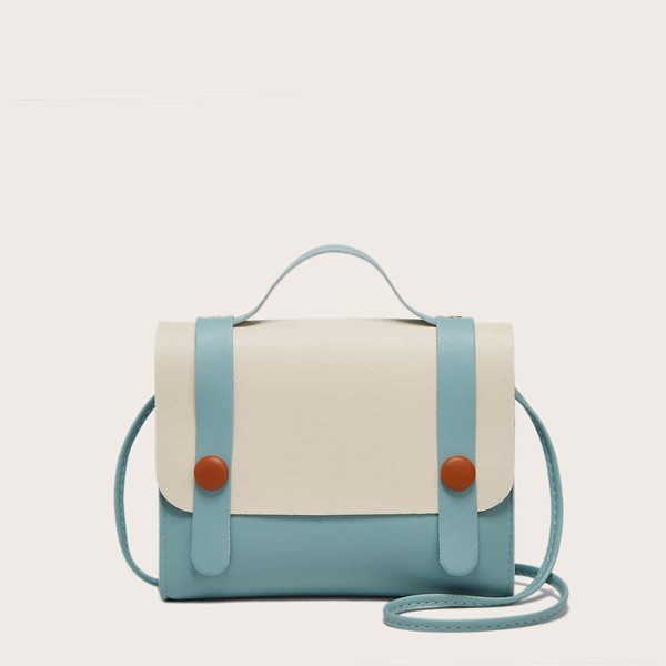 

Girls Color Block Satchel Bag, Blue